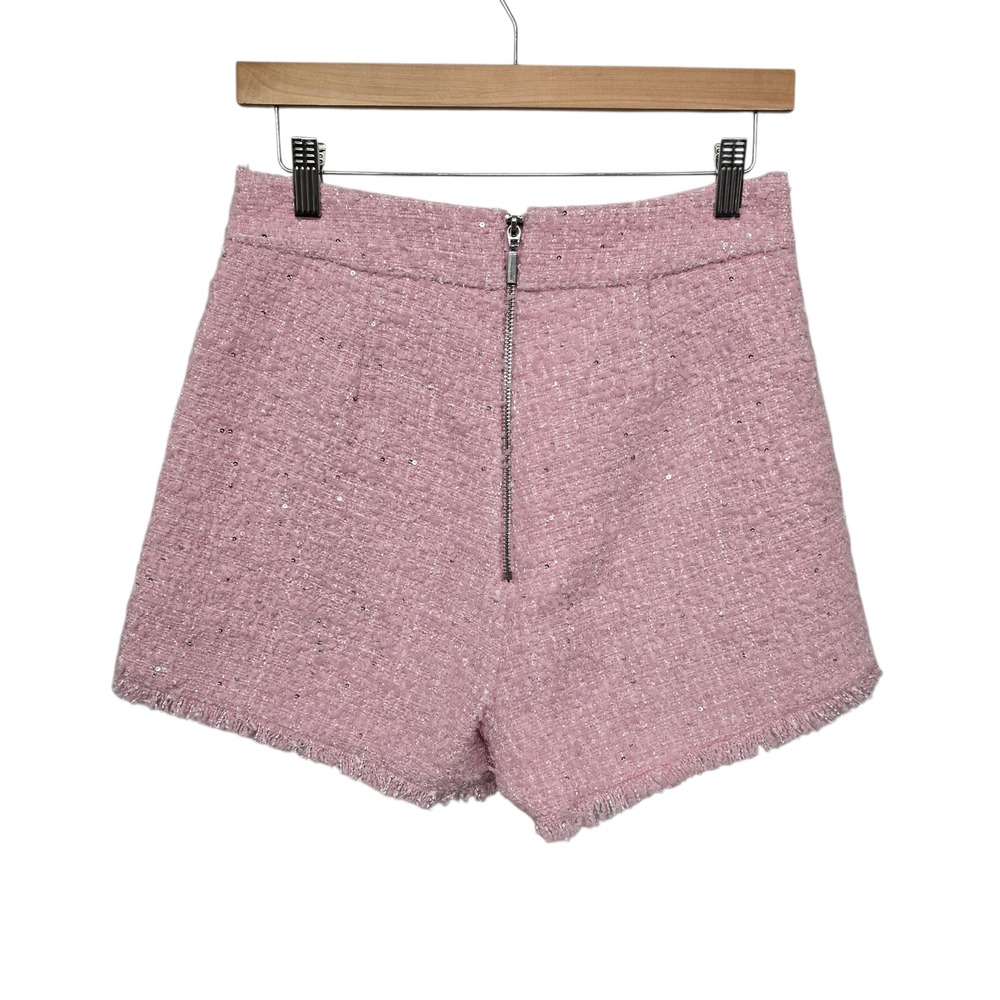 Fashion Nova Luxe Deanna Tweed Shorts Pink Pearl Button Sequin High Waist Small - Picture 3 of 9